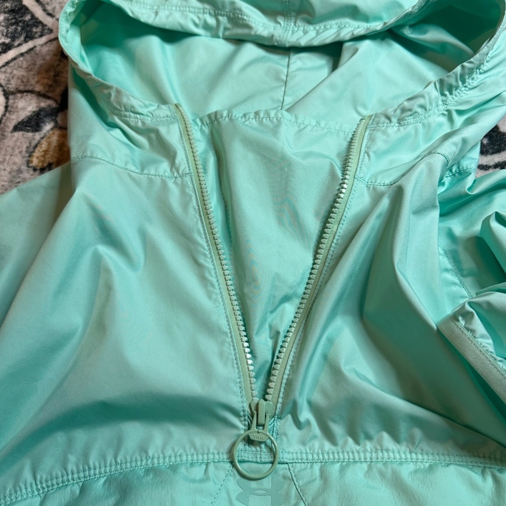 Under Armour UA Storm 1 Anorak Windbreaker Jacket Aqua Hooded Pullover Medium - Picture 8 of 10